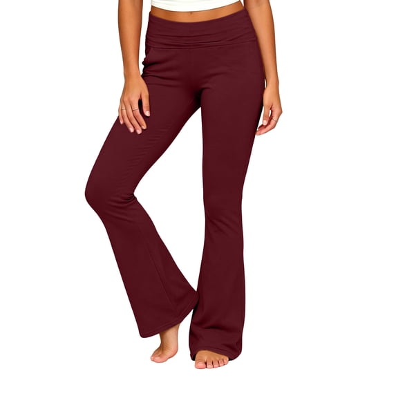 Admvng Womens Flared Pants Solid Casual Elastic Waist Yoga Workout Pants