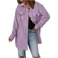 thumbnail image 1 of Admvng Womens Fleece Shacket Jacket Lapel Collar Button Down Mid Length Soft Fall Winter Flannel Shirt Coat, 1 of 6