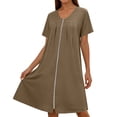 thumbnail image 1 of Admvng Womens Full Zip Front Home Dress Short Sleeve Nightgown Loose Pleated Sleepwear, 1 of 6