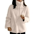thumbnail image 1 of Admvng Womens Fuzzy Teddy Fleece Jacket Plus Size Long Sleeve Drawstring Hem Fall Winter Casual Soft Warm Sherpa Coat, 1 of 9