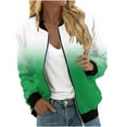 thumbnail image 1 of Admvng Womens Gradient Jacket Zipper Ribbed Cuff Lightweight Short Baseball Coat with Pockets, 1 of 5