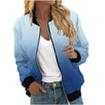 thumbnail image 1 of Admvng Womens Gradient Jacket Zipper Ribbed Cuff Lightweight Short Baseball Coat with Pockets, 1 of 5