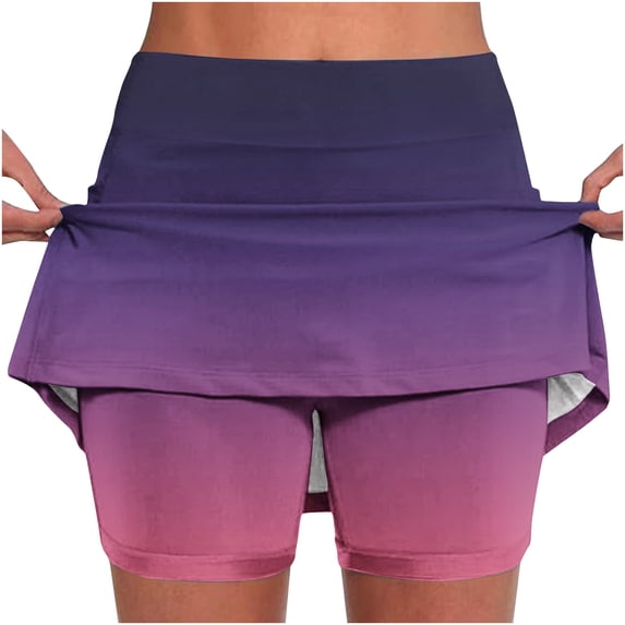 Admvng Womens Gradient Tennis Skort Casual Breathable Yoga Skirt Shorts