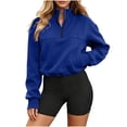 thumbnail image 1 of Admvng Womens Half-Zip Cropped Sweatshirt Long Sleeve Pullover Active Tops with Drawstring Hem, 1 of 8