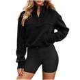 thumbnail image 1 of Admvng Womens Half-Zip Cropped Sweatshirt Long Sleeve Pullover Active Tops with Drawstring Hem, 1 of 8