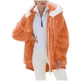 thumbnail image 1 of Admvng Womens Hooded Jacket with White Fleece Lined Hood & Side Pockets Full Zip Fluffy Fuzzy Teddy Drawstring Sherpa Coat, 1 of 9