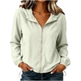 thumbnail image 1 of Admvng Womens Hooded Texture Jacket Plus Size Elastic Cuff Drawstring Hem Lightweight Casual Coat, 1 of 6