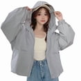thumbnail image 1 of Admvng Womens Hooded Windbreaker Jacket Elastic Cuff Drawstring Hem Lightweight Outdoor Daily Short Coat with Pockets, 1 of 6