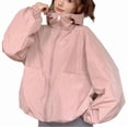 thumbnail image 1 of Admvng Womens Hooded Windbreaker Jacket Elastic Cuff Drawstring Hem Lightweight Outdoor Daily Short Coat with Pockets, 1 of 6