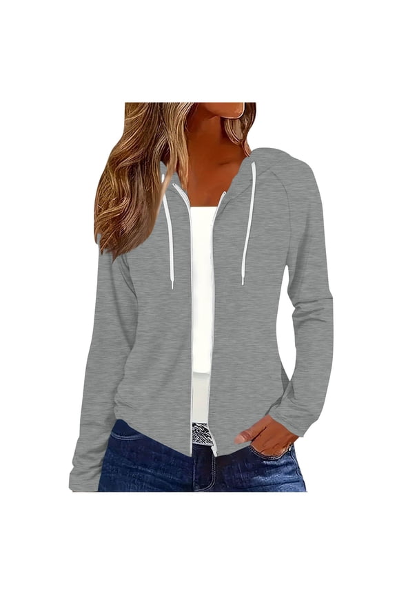 Womens Jacket Casual Solid Long Sleeve Zipper Short Hooded Base Warm Coat, Size S-2XL