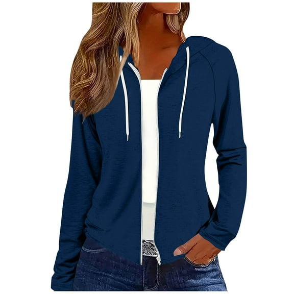 Admvng Womens Jacket Casual Solid Long Sleeve Zipper Short Hooded Base Warm Coat, Size S-2XL