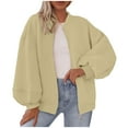 thumbnail image 1 of Admvng Womens Jacket Solid Color Double Pocket Long Sleeved Zipper Hoodless Stand-Up Collar Casual Outwear, Size S-2XL, 1 of 5
