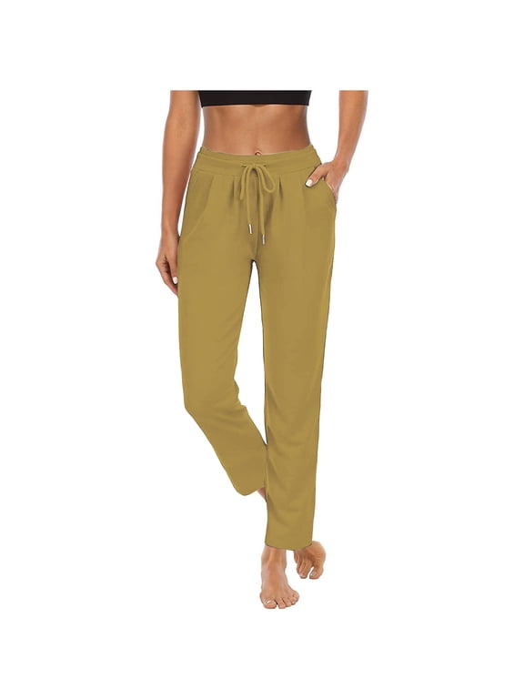 Womens Joggers Drawstring Waist High Waist Soft Knit Lounge Pants