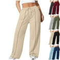 thumbnail image 1 of Admvng Womens Sweatpants Wide Leg Baggy Lounge High Waisted Drawstring Joggers Sports Trousers with Pockets L-5XL, 1 of 6