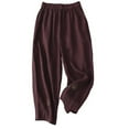 thumbnail image 1 of Admvng Womens Linen Capri Pants Elastic Waist with Embroidery Details Trendy Cropped Pants, 1 of 5