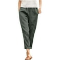 thumbnail image 1 of Admvng Womens Linen Pants Elastic Waist Casual Summer Everyday Trousers with Pockets, 1 of 8