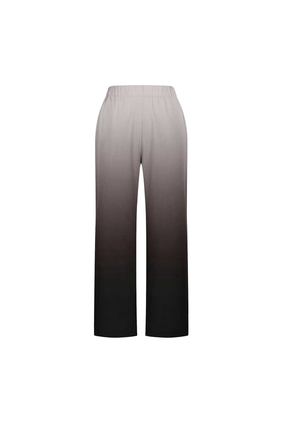 Womens Linen Pants Ombre Gradient Straight Leg Cuffed Slit Hem Casual Summer Pants with Pockets