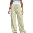 thumbnail image 1 of Admvng Womens Linen Pants Wide Leg Drawstring Waist Casual Summer Corgo Trousers, 1 of 5
