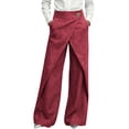 thumbnail image 1 of Admvng Womens Linen Pants Wrap Wide Leg Casual Summer Office formal Full Length Trousers with Pockets, 1 of 6