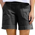 thumbnail image 1 of Admvng Womens Linen Shorts Summer Casual Wide Leg Shorts with Pockets, 1 of 7