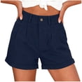 thumbnail image 1 of Admvng Womens Linen Shorts with Pockets Button Zipper Casual Summer Shorts, 1 of 7