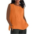 thumbnail image 1 of Admvng Womens Linen Tank Tops Plus Size Summer Pleated Sleeveless Round Neck Comfy Blouse, 1 of 5