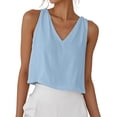 thumbnail image 1 of Admvng Womens Linen Tank Tops Plus Size Summer Sleeveless V Neck Comfy Blouse, 1 of 9