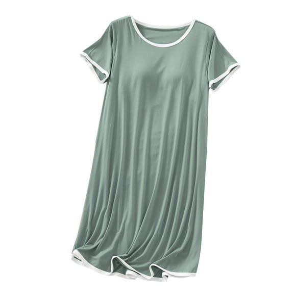 Admvng Womens Nightgown Short Sleeve Casual Built In Bra Sleepshirts with Soft Homewear Sleepwear Dress M-2XL