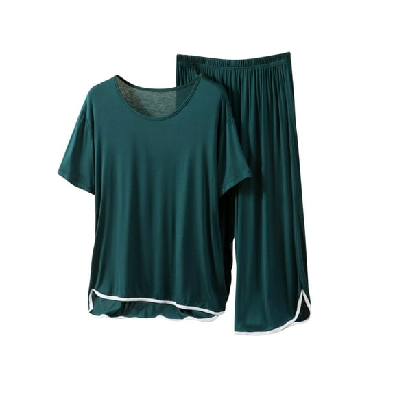 Admvng Womens Pajamas Summer Short Sleeve Shorts Suit Home Clothes Two-piece Set L-2XL