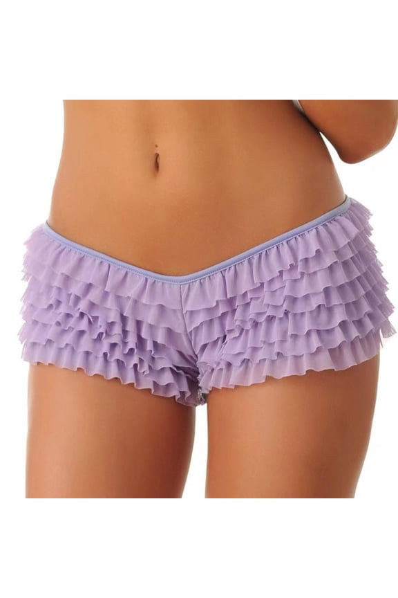 Womens Panties Multi Layer Ruffle Elastic Waist Lace Short Underwear Sleeping Pants