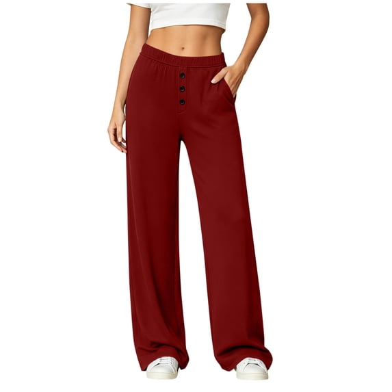 Admvng Womens Pants Elastic Waist Solid Leisure Yoga Pants