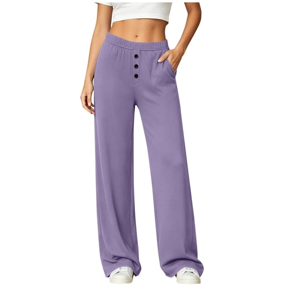 Admvng Womens Pants Elastic Waist Solid Leisure Yoga Pants