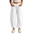 thumbnail image 1 of Admvng Womens Pants Solid Button Casual Wide Leg Long Pants Trousers, 1 of 7