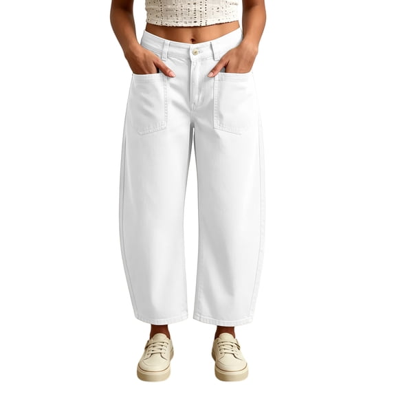 Admvng Womens Pants Solid Button Casual Wide Leg Long Pants Trousers