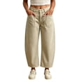 thumbnail image 1 of Admvng Womens Pants Solid Button Casual Wide Leg Long Pants Trousers, 1 of 7