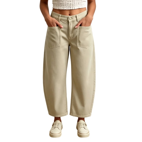 Admvng Womens Pants Solid Button Casual Wide Leg Long Pants Trousers