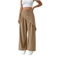 thumbnail image 1 of Admvng Womens Pants with Drawstring Detail Wrap Wide Leg High Waist Trousers, 1 of 5