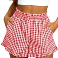 thumbnail image 1 of Admvng Womens Plaid Shorts High Waist Side Pockets Summer Casual Wear, 1 of 6