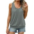 thumbnail image 1 of Admvng Womens Pleated Tank Tops U-Neck Sleeveless Casual Blouses with Elastic Hem Everyday Tops, 1 of 7