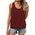 thumbnail image 1 of Admvng Womens Pleated Tank Tops U-Neck Sleeveless Casual Blouses with Elastic Hem Everyday Tops, 1 of 7