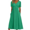 thumbnail image 1 of Admvng Womens Plus Size Dress Cross V Neck Short Sleeve Summer Going Out Dress, 1 of 6
