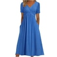thumbnail image 1 of Admvng Womens Plus Size Dress Cross V Neck Short Sleeve Summer Going Out Dress, 1 of 6