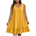 thumbnail image 1 of Admvng Womens Plus Size Dress Round Neck Sleeveless Casual Ruffle Hem Summer Vacation Dress, 1 of 8