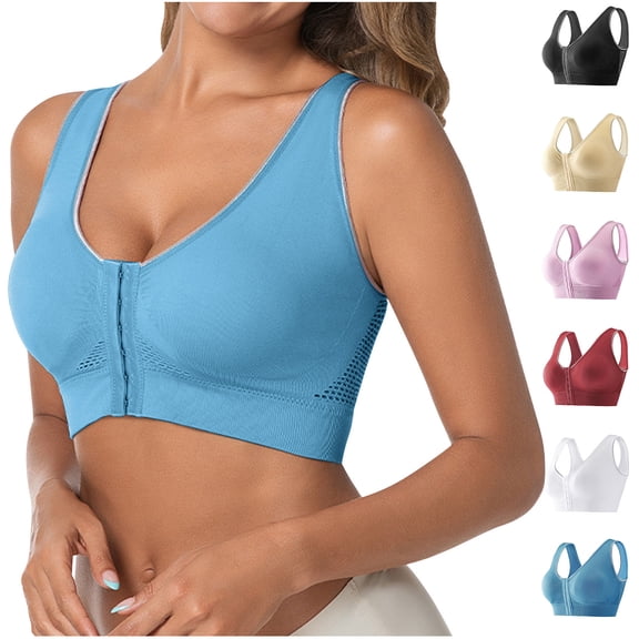 Admvng Womens Plus Size Front Closure Bra Wireless Comfort Sleep Everyday Bra