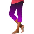 thumbnail image 1 of Admvng Womens Plus Size Gradient Capri Leggings High Waist Scalloped Hem Loungewear Cropped Pants, 1 of 6