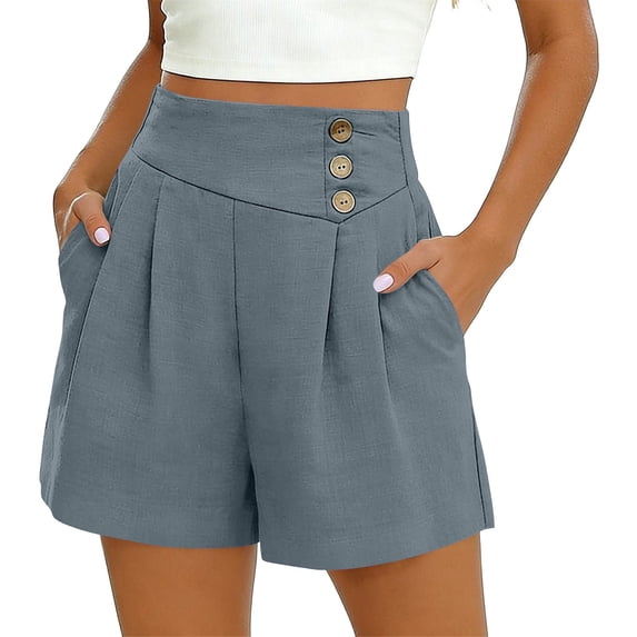 Admvng Womens Plus Size High Waisted Shorts Pleated Trendy Summer Casual Shorts