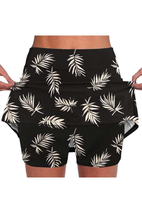 Womens Print Skort High Waisted Comfy Tennis Sports Skirt Pants