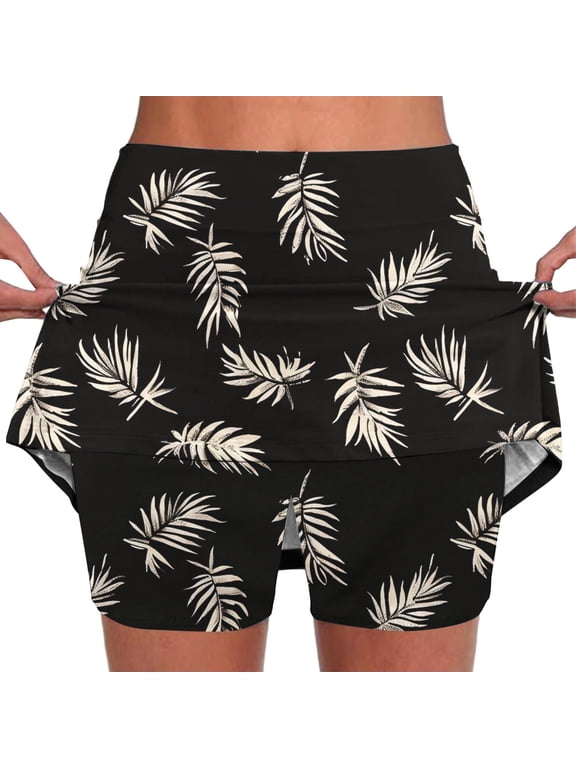 Womens Print Skort High Waisted Comfy Tennis Sports Skirt Pants