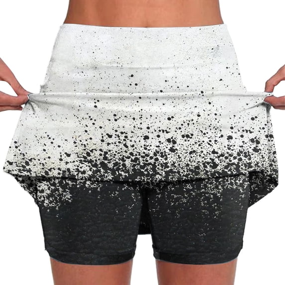 Admvng Womens Print Skort High Waisted Stretchy Tennis Sports Shorts