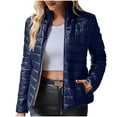 thumbnail image 1 of Admvng Womens Puffer Jacket Stand Collar Lightweight Fall Winter Short Coat with Side Pockets, 1 of 4
